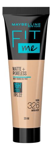 Base de maquiagem líquida Maybelline Fit Me Matte+ Poreless Fit Me FPS tom nova 326 antiga n220  -  30mL 45g