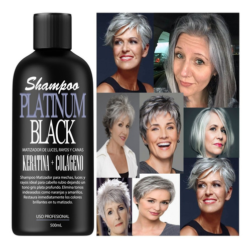 Shampoo Matizador Platinum Black Cabello Cano Gris Plata