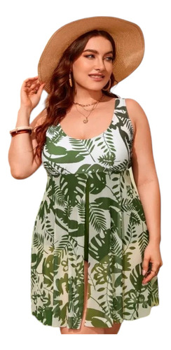 Traje De Baño Dama Completo Monokini 1 Pieza Con Pareo Curvy