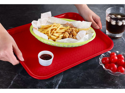 Charola Fast Food Bandeja Restaurantera 30 X 40 Cm 6 Piezas Color Rojo
