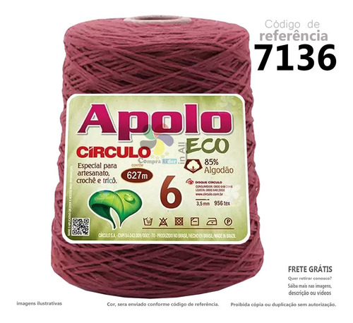 Imagem 1 de 1 de Apolo N6 Eco 627metros Barbante Lã Circulo Croche Trico - A