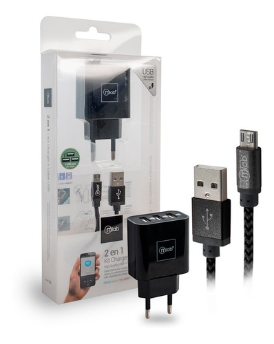 Cargador Usb 3 Puertos + Cable Tipo C Microlab