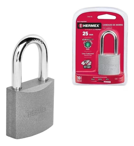 Candado De Hierro 25mm Hermex Con Llave Chb-25l