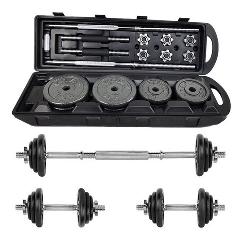 Imagen 1 de 4 de Set De Mancuernas 50kg Juego Dumbells Barras Discos Gimnasio