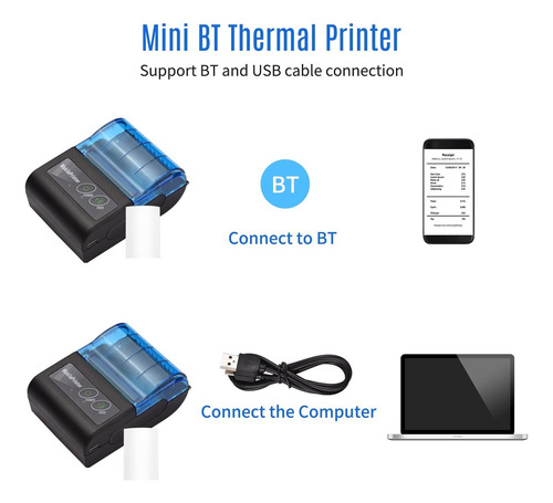 Imagen 4 de 7 de Mini Impresora Térmica 58mm Portátil Bluetooth De Mano