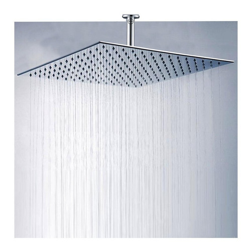 Ducha, Regadera Cuadrada Metálica, 40 Cm Con Tubo De Techo