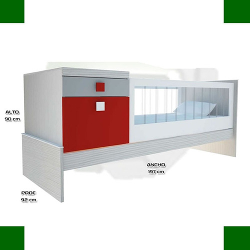 Cuna Funcional Con Mesa De Luz Nature Reforzada Dormitorio