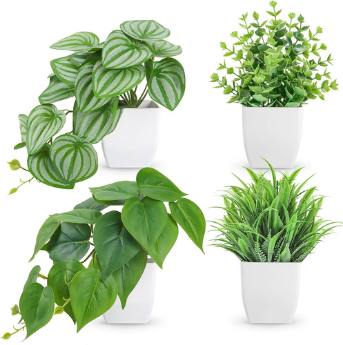 4 Paquetes De Plantas Falsas Pequeñas Interiores Acces...