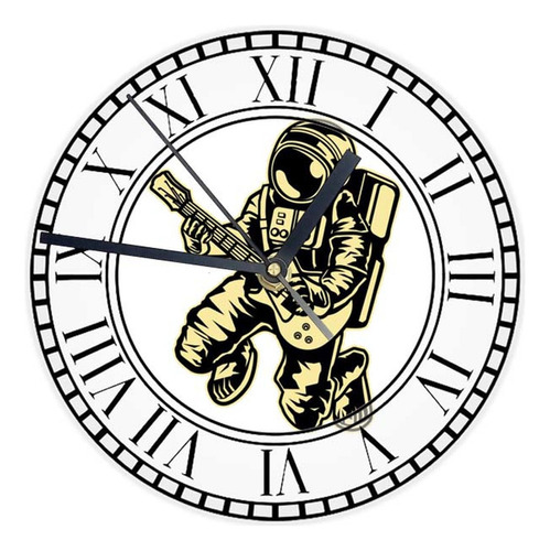 Reloj Redondo Madera Brillante Astronauta Mod23