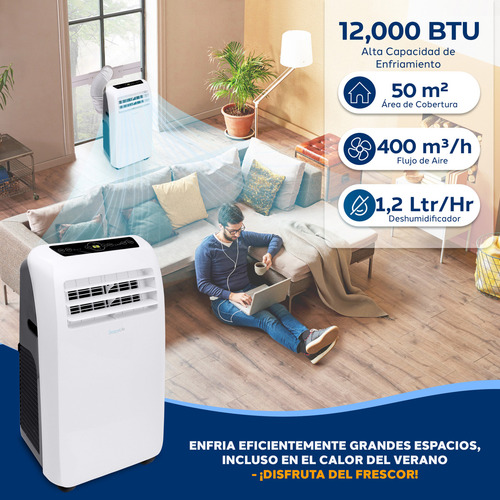 Aire Acondicionado Portátil 12000Btu Serenelife Con Deshumidificador Para Espacios De Hasta 50 M2 Incluye Control Remoto Y Kit De Montaje
