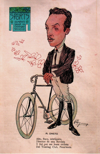 Lamina Recorte Revista Alberto Oneto 1909 Ciclismo Montevide