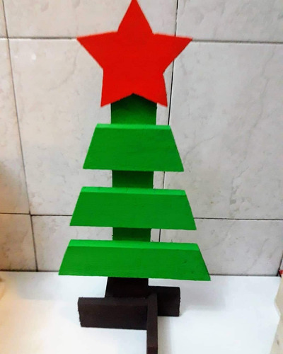 Pino Arból Navidad Madera Artesanal Mini Pintado 40cm De Alt
