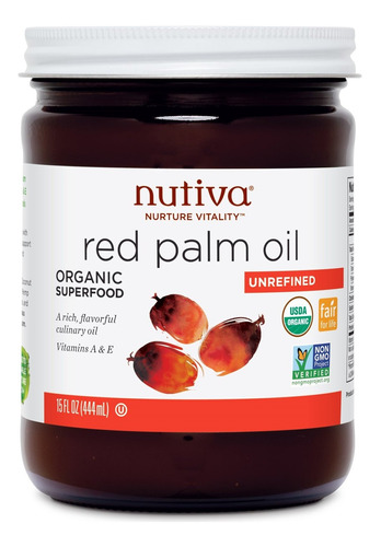 Nutiva Orgánico Aceite De Palma Roja Sin Refinar 15 Fl