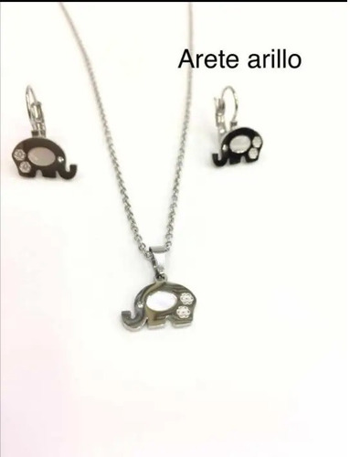 Juego De Collar Y Aretes Elefante