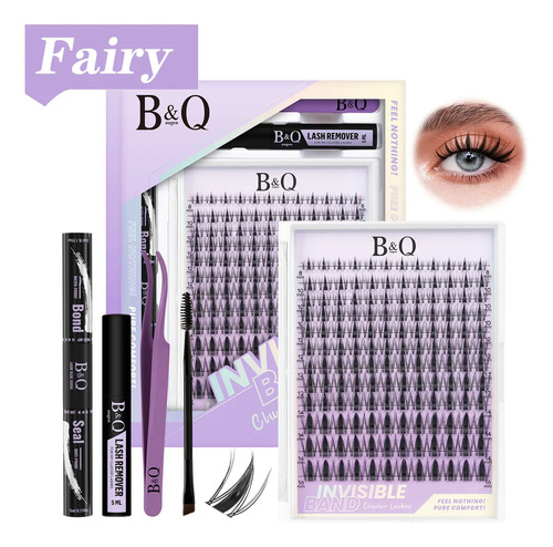 Kit Extensão de Cílios B&Qaugen Fairy de Mink Sintético Curvatura D para Iniciantes