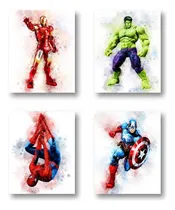 Comprar ''posters Acuarela Superhéroes Para Habitación Infantil Sin