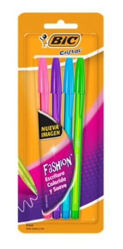 Bolígrafo Bic Fashion Blister X4 Colores Surtidos