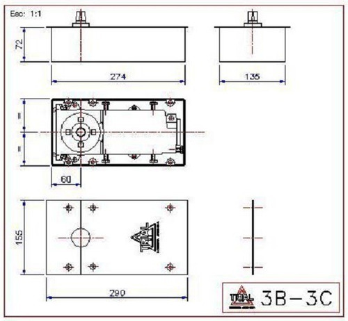 Imagen 3 de 5 de Cierrapuertas De Piso Trial 3c Solo Maquina Para 0,90/1,10 M