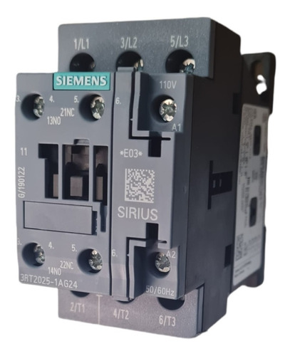 Contactor Siemens 3rt2025-1ag24 No+nc 17a 400v Bobina 110v