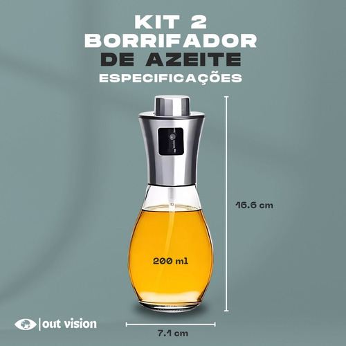 Spray Galheteiro De Azeite Vinagre E Óleo Universal Borrifador Culinário Kit 2 Pulverizador Dosador De Salada Temperos E Outros 200ml Gourmet