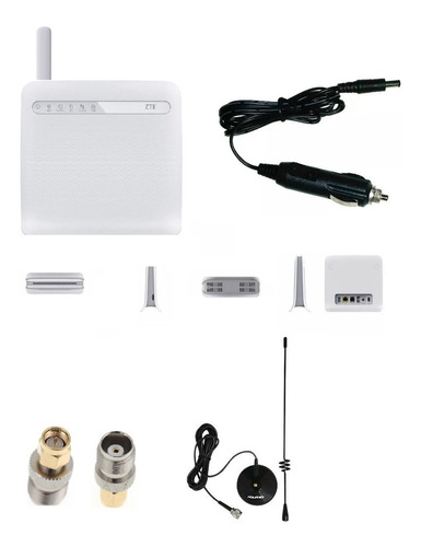 Kit Roteador Zte 4g+ Wifi Veicular & Antena Imã 12/110/220v 