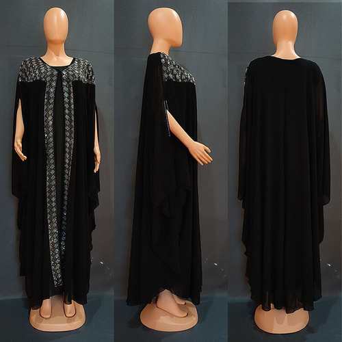 Vestido Tipo Caftán Para Mujer, Con Pedrería, Dashiki Abaya