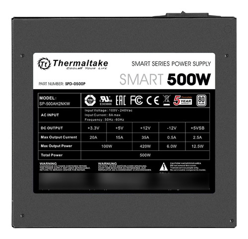 Fuente De Poder Thermaltake 500w Certificadaplus White