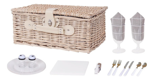 Cesta De Picnic De Mimbre 2 Personas, Juego De Mimbre F...