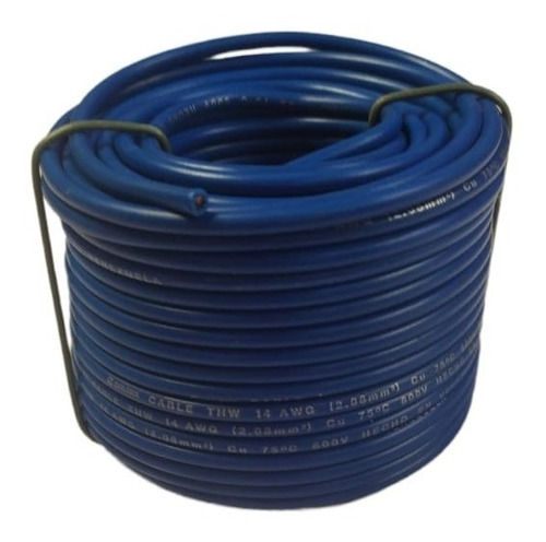 Cable Thw Nro. 14awg 75°c 600v Azul Roll 20mts Cablesca