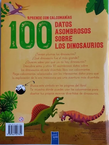 Aprende Con Calcomanias 100 Datos Asombrosos Dinosaurios