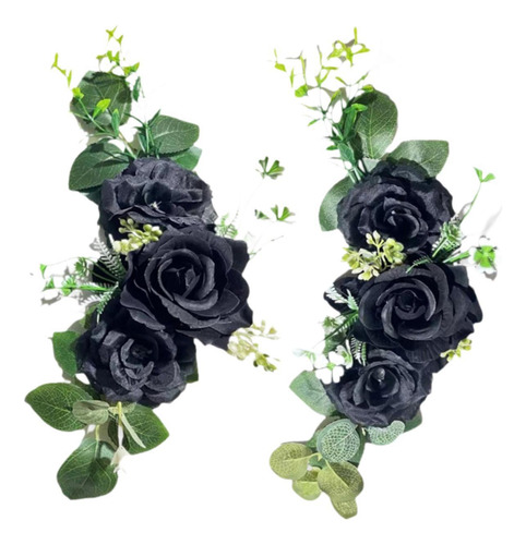2 Piezas De Flores Artificiales Decoración Boda Arch Negro