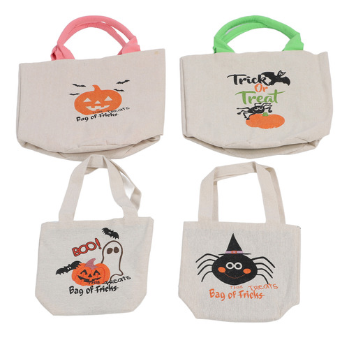 Bolsa De Lona Trick Or Treat, 4 Unidades, Caramelos Y Aperitivos Individuales