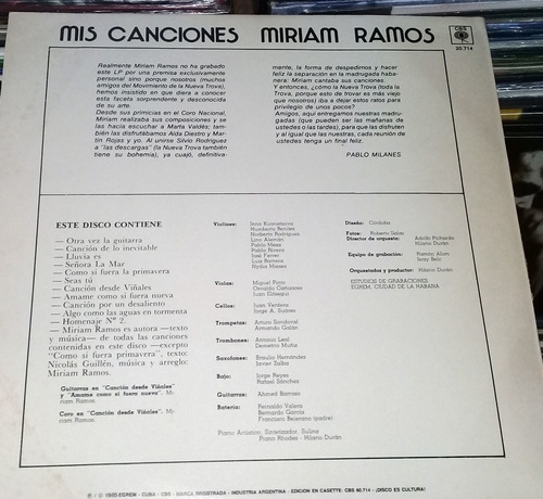 Miriam Ramos Mis Canciones Lp Argentino / Kktus