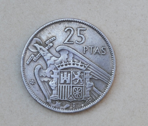 Moneda De España De 25 Pesetas Año 1957 - En Rosario - (Usado)