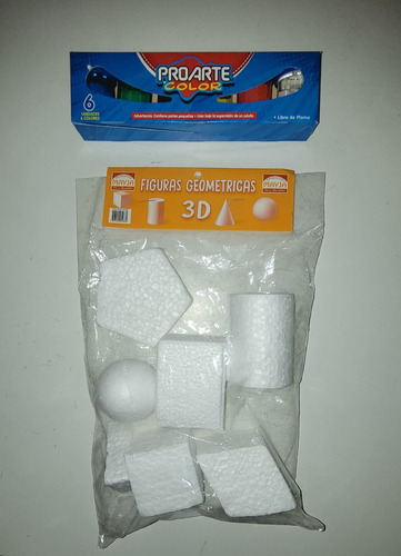 Set Escolar Figuras Geométricas Plumavit + 6 Témperas