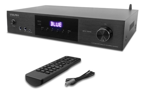 Amplificador Audio De Casa Negocio 4x150w Bluetooth Steelpro Color Negro Potencia De Salida Rms 600 W