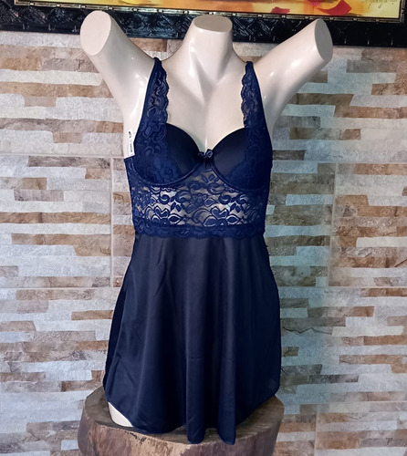 Camisola Camisola Camila - Lingerie - Com Bojo E Renda Azul