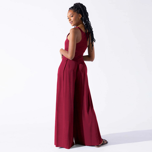Mono Casual De Punto Con Tirantes De Pierna Ancha Para Mujer