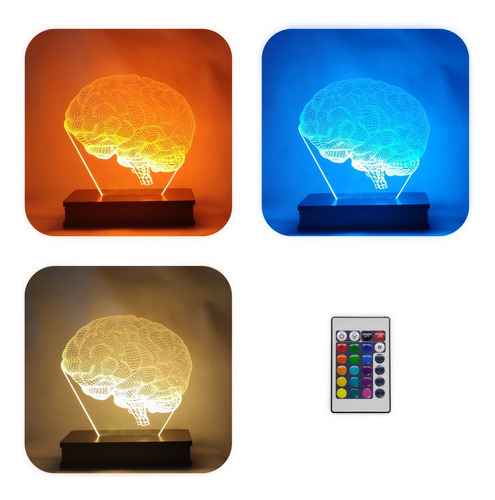 Lámpara Led 3d Cerebro  Regalo Rgb 16 Colores 220v