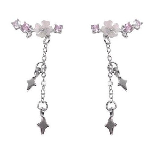 Aretes De Flor Cerezo Plata 925 Rosada Flores Mujer Joyería