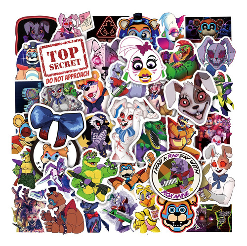 Fnaf Security Breach 50 Calcomanias Stickers Pvc Contra Agua