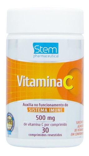 Vitamina C 500mg 30 Comprimidos Stem Phama Sabor Sem Sabor