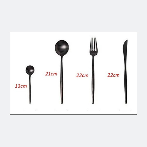 Set De Cubiertos Lujo Negro 24 Piezas, 6 Personas