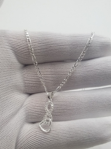 Dije Infinito Corazón Y Cadena Juego De Plata + Color Plateado
