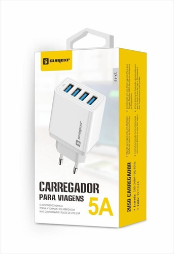 Imagem 3 de 4 de Fonte Carregador Com 4 Portas Usb Carga Rápida Bivolt