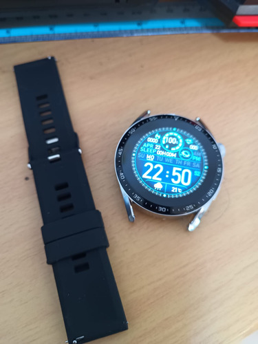 Smartwatch Hw3 Pro Plateado Con Faja Negra De Goma , Nuevos