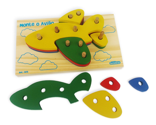 Brinquedo Educativo Pedagógico Monta Encaixe Avião Crianças