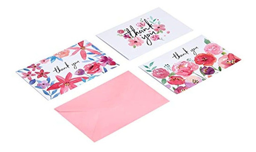 Tarjetas De Agradecimiento Diseño Floral 48 Tarjetas Sobres