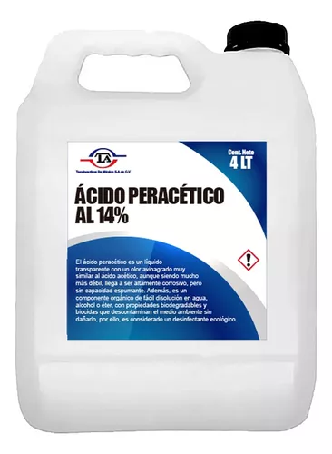 4 Lts Acido Peracético Al 14% Sanitizante Biod. Bactericida