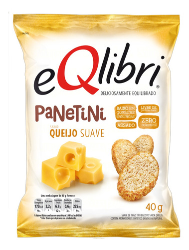 Snack Queijo Suave Eqlibri Panetini Pacote 40g